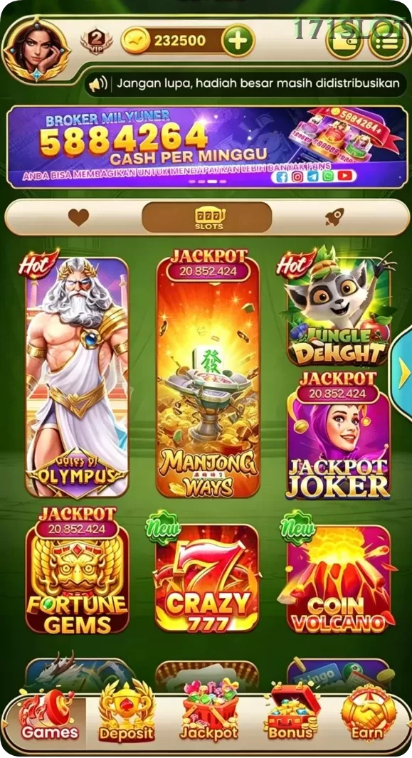 Cuplikan layar JAVO88 — halaman utama